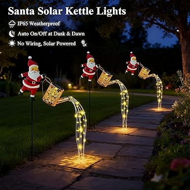 Santa Watering Can Christmas Garden Light