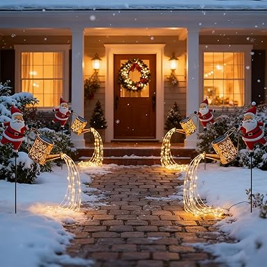 Santa Watering Can Christmas Garden Light