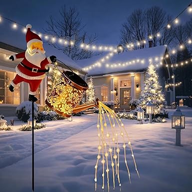 Santa Watering Can Christmas Garden Light